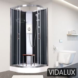 Vidalux Pure E Black 900 x 900 Electric Shower Cabin