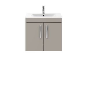 Athena Stone Grey 600mm Wall Hung Cabinet With Basin 2