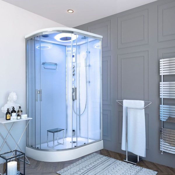 Lisna Waters Mayfair-AU 1200 x 800 Right Hand Offset Quadrant Steam Shower, White colour ,image 2