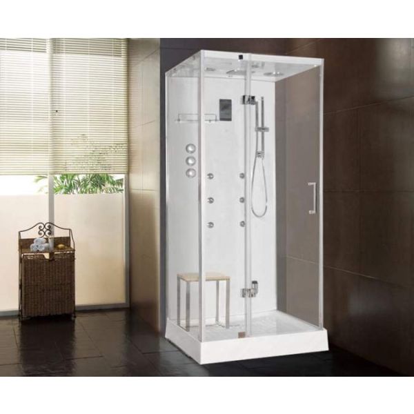 Lisna Waters LW6 900 x 900 Square Hinged Door Shower Cabin, White colour ,image 1