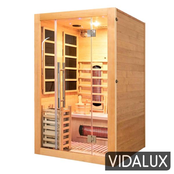 Vidalux 2 Person Hybrid Sauna With Traditional & Full Spectrum Infrared Complete Heat, Hemlock colour ,image 1