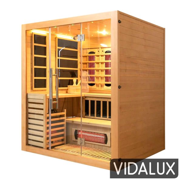 Vidalux 4-5 Person Hybrid Bench Sauna With Traditional & Full Spectrum Infrared Complete Heat, Hemlock colour 0