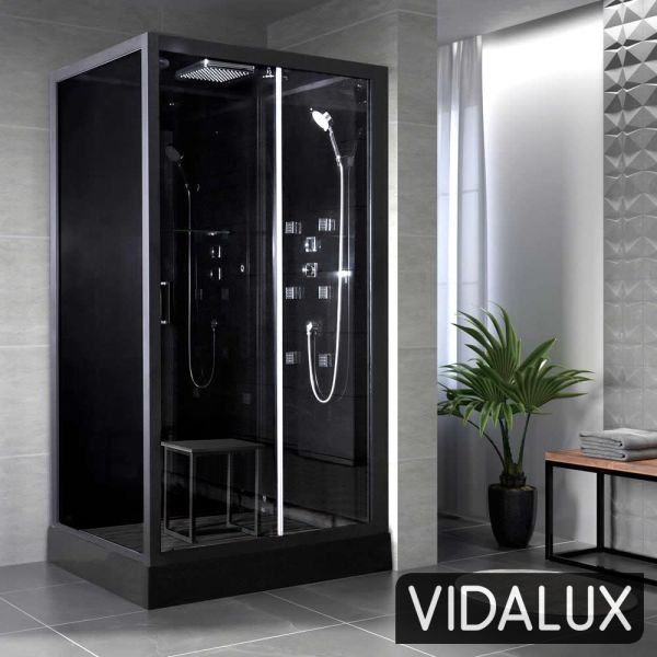 Vidalux Fusion 1200 x 900 Hydro Shower Cabin, Black colour ,image 1