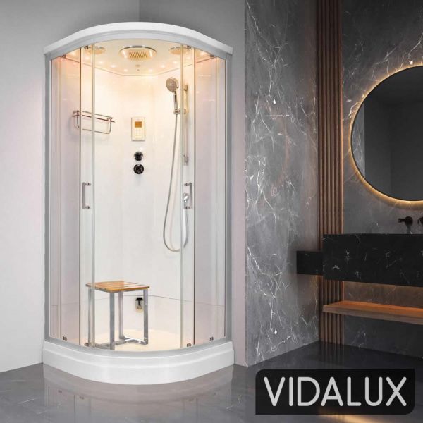 Pearl 900 x 900 Easy Clean Luxury Steam Shower Cabin, White colour ,image 1