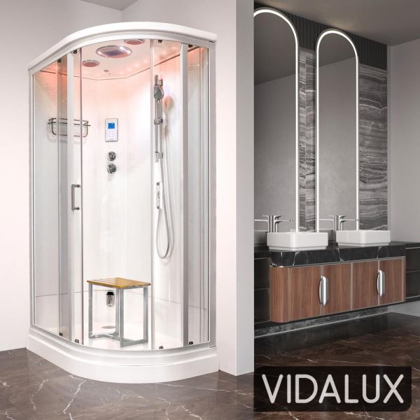 Pearl 1200 x 800 Left Hand Easy Clean Luxury Steam Shower Cabin, White colour ,image 1
