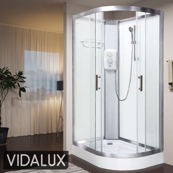 Vidalux Pure E White 1200 x 800 Electric Left Shower Cabin, White colour ,image 1
