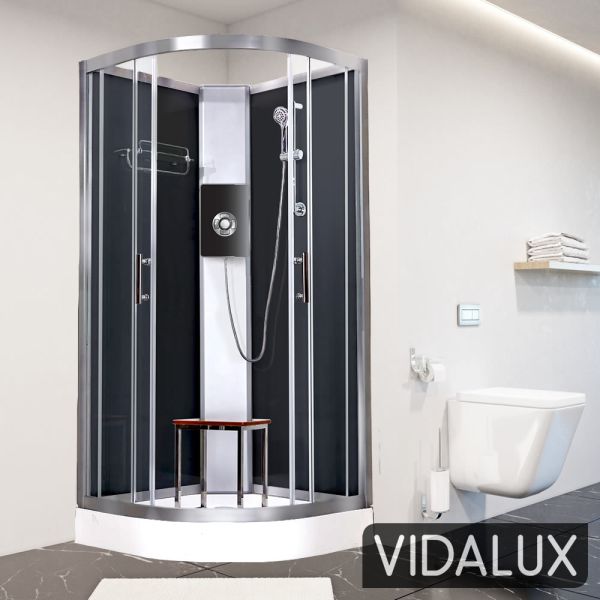 Vidalux Pure E Black 1000 x 1000 Electric Shower Cabin, Black colour ,image 1