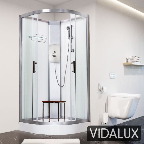 Vidalux Pure E White 900 x 900 Electric Shower Cabin, White colour ,image 1