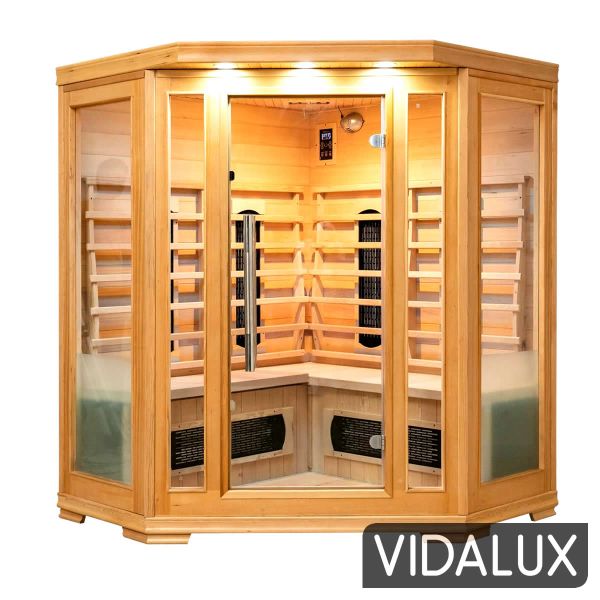 Vidalux Classic 4 Person FAR Infrared Corner Sauna, Hemlock colour ,image 6