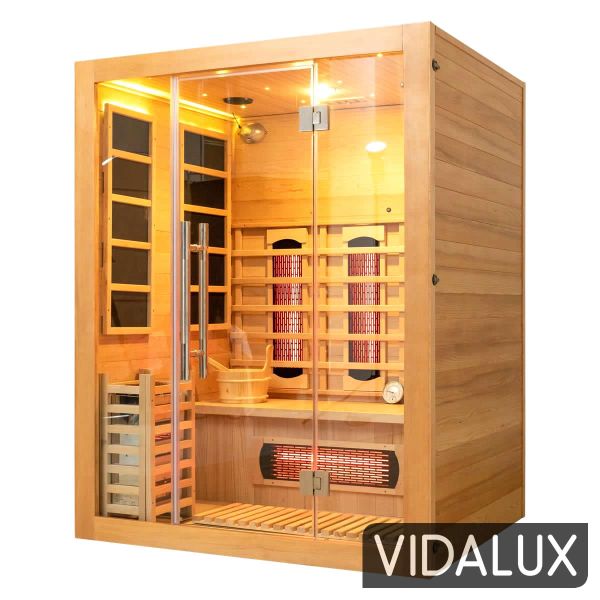 Vidalux 3 Person Hybrid Sauna With Traditional & Full Spectrum Infrared Complete Heat, Hemlock colour ,image 1