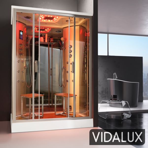 Vidalux Tempest Twin 1400 x 900 2 Person Steam Shower Cabin, Mirror Glass colour ,image 1