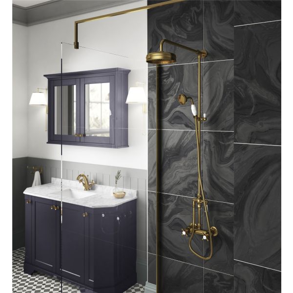 Traditional Thermostatic Shower Valve & Kit A8117, Brushed Brass colour ,image 1