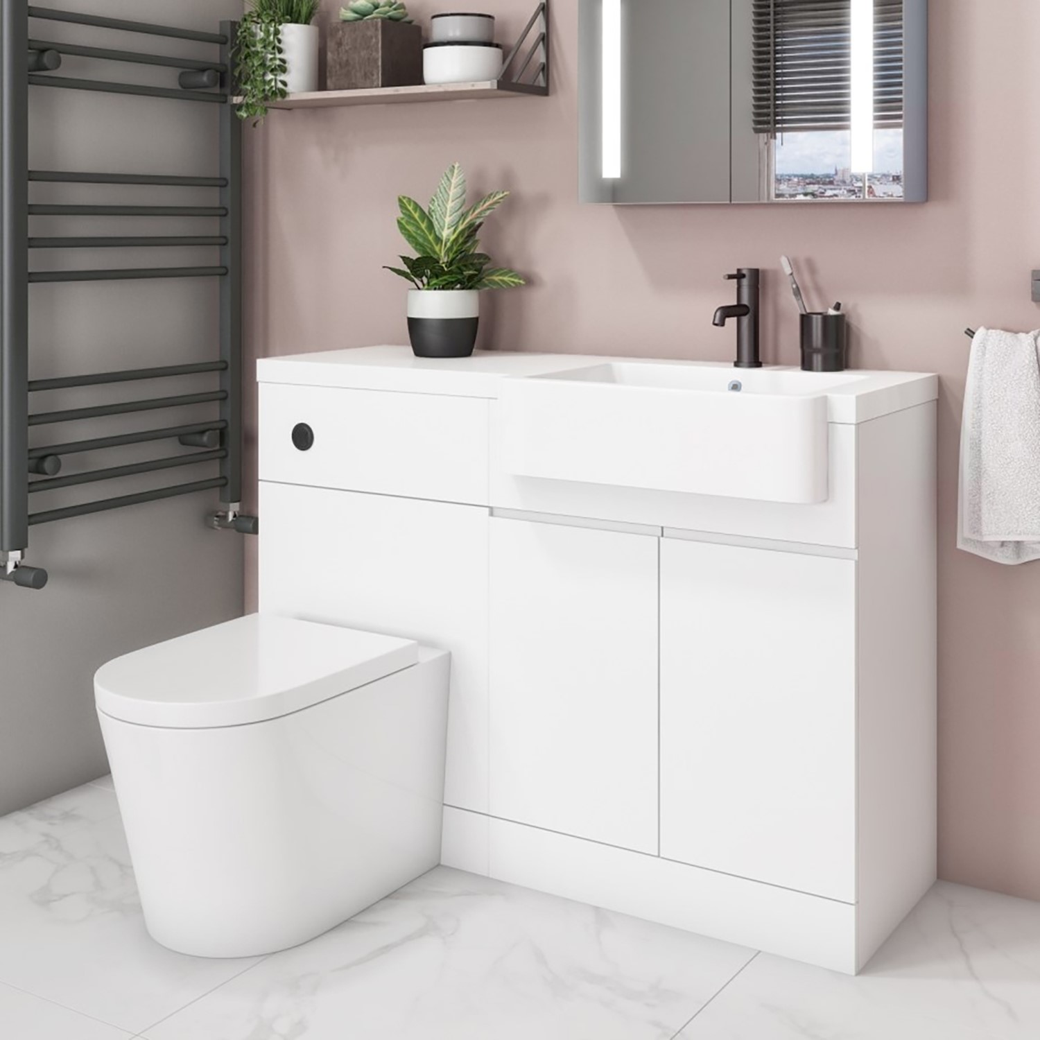 White Modern Select Toilet And Basin Combination Unit